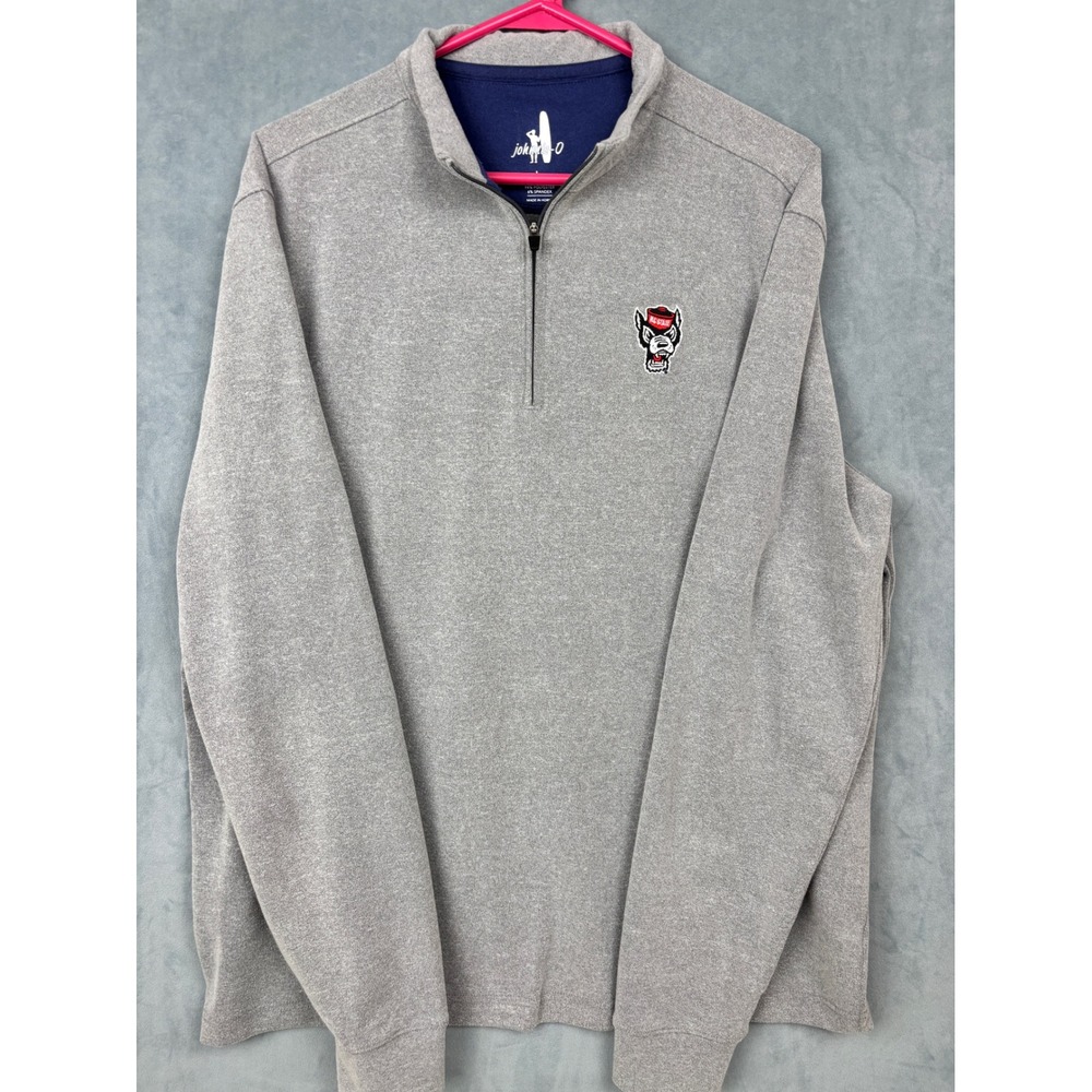 Johnnie-O Mens NC State Wolfpack Quarter Zip Pullover Gray Performance Large